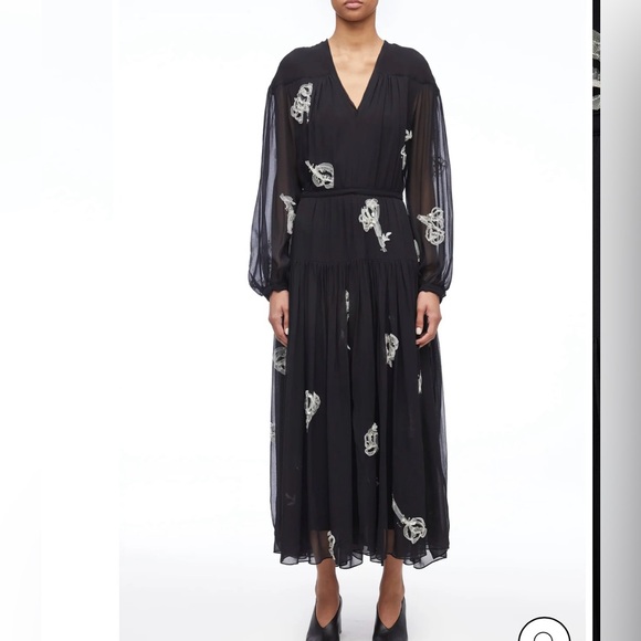 New- 3.1 Phillip Lim 
Deconstructed Floral Chiffon Long Dress - Picture 1 of 16